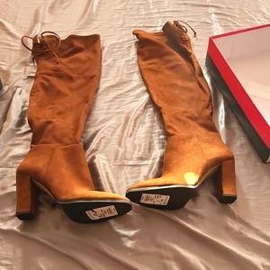 Micro suede knee high boots. 3 1/2 inches